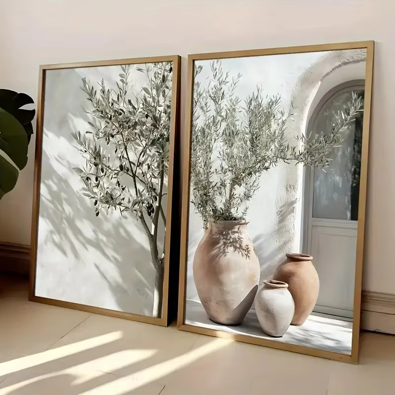Art Craft Vase - 1 Buah Poster Kanvas Pohon Zaitun