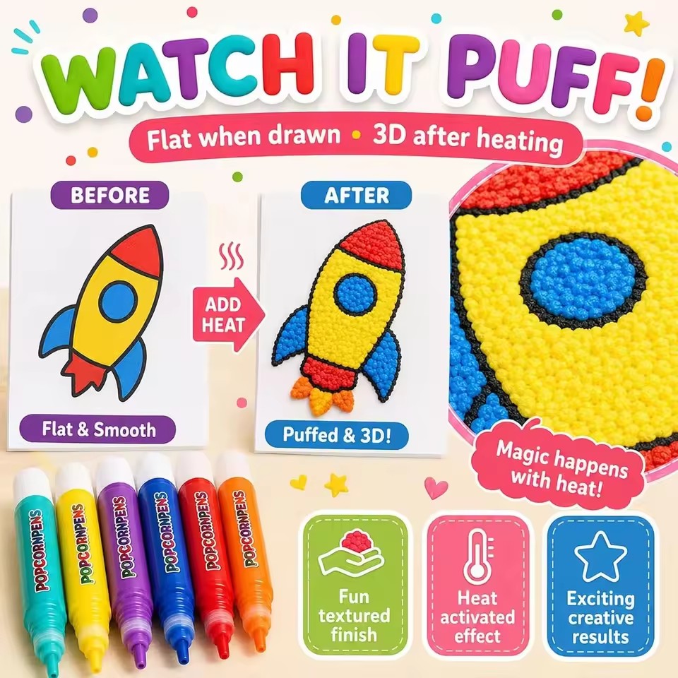 Art Craft Book - Set Pena Popcorn Puffy, Kit Spidol