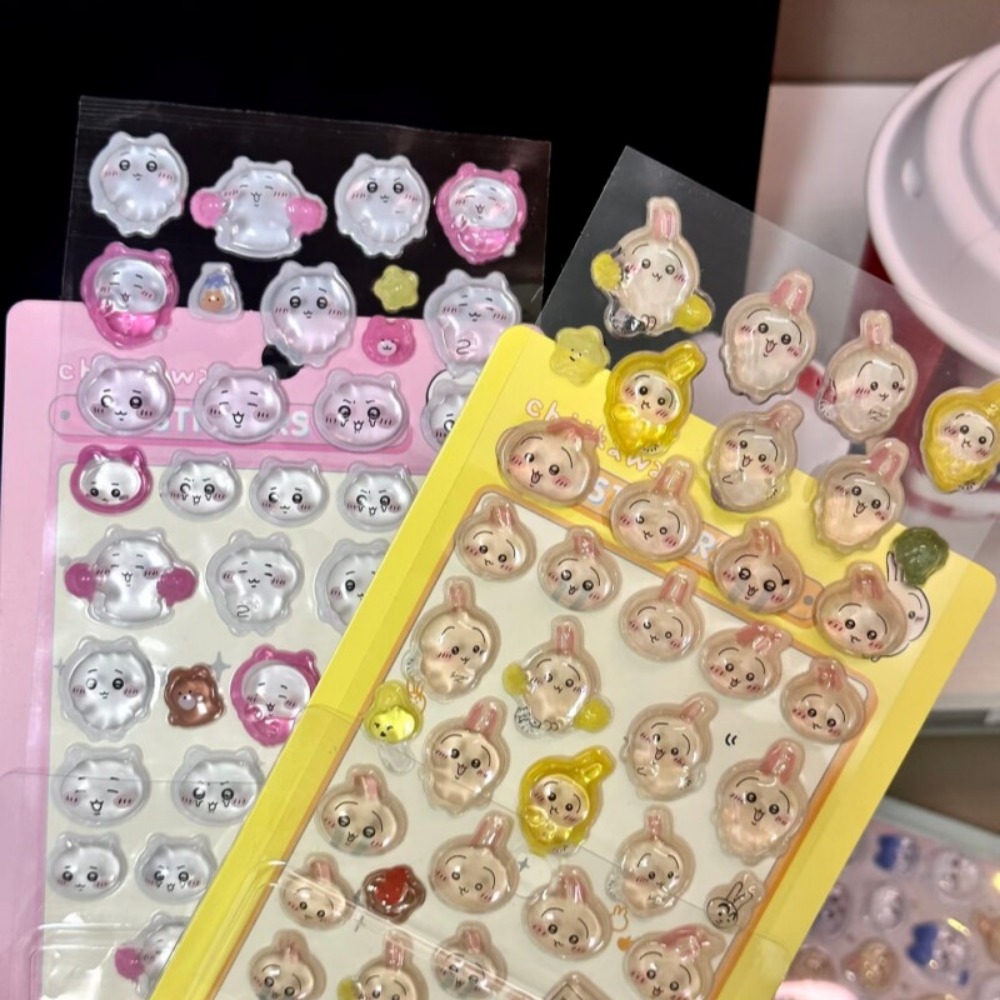 Art Craft And Cloth - Stiker Embos Kristal 3D Chiikawa Lucu,