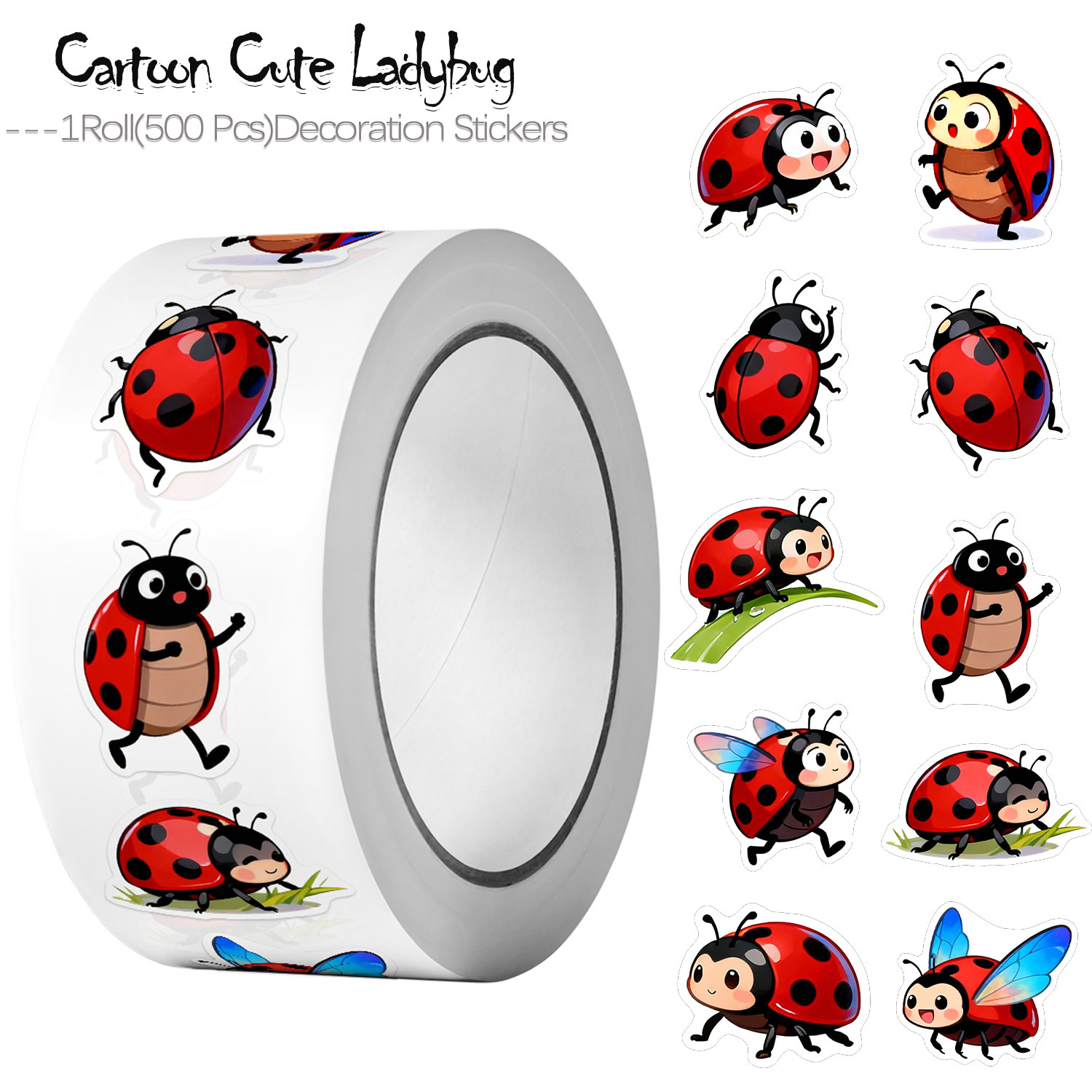 1 Rol (500 Pcs) 10 Stiker Kumb - Art Craft Ladybug ulasan dan harga
