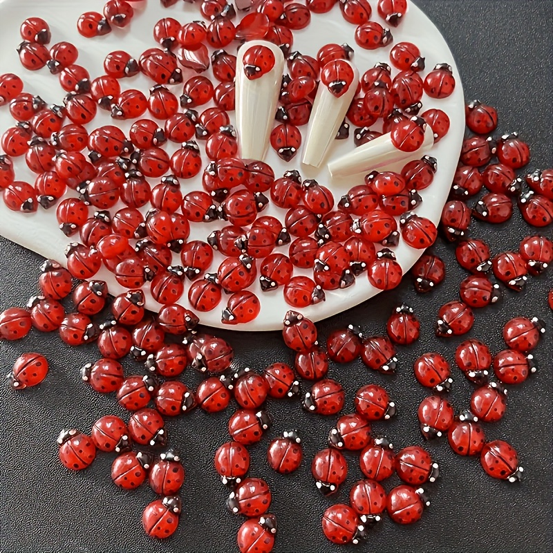 100pcs Resin Ladybug yang Meny - Art Craft Ladybug ulasan dan harga