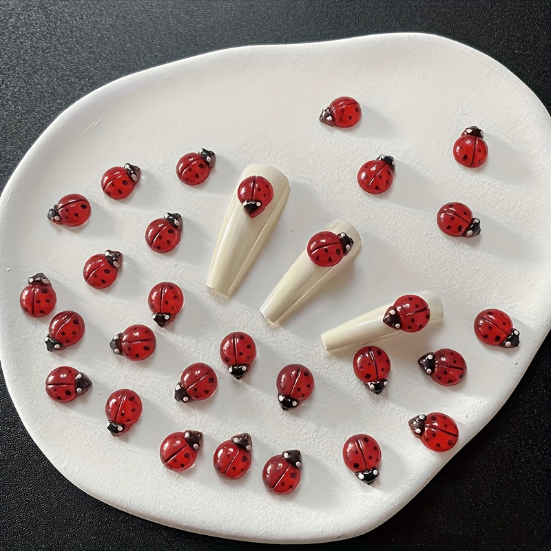 100pcs Resin Ladybug yang Meny - Art Craft Ladybug ulasan dan harga