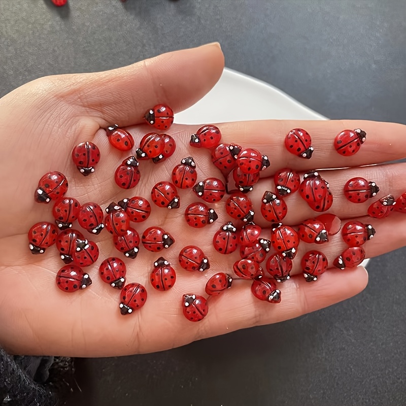 100pcs Resin Ladybug yang Meny - Art Craft Ladybug ulasan dan harga